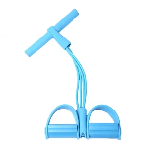 Four-Tube Resistance Rope with Foot Pedal and Handles for Sit-Up and Abdominal Exercises