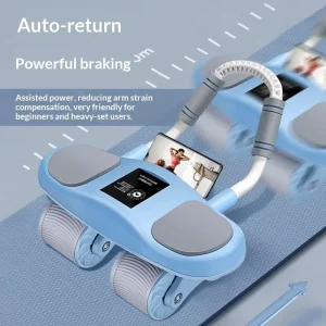 Four-Wheel Ab Roller with Automatic Recoil and Elbow Supports