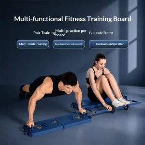 Four-in-One Yoga Fitness Training Board with Push-Up Pad and Wheels