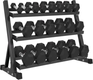 Free-Weight Rubber-Coated Hex Dumbbell Set