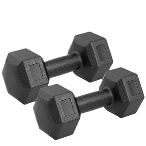 Free Weights Set Gym 10kg Black 2-10kg Hexagonal Rubber Hex Dumbbells