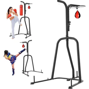 Freestanding 2-in-1 Steel Punching Bag Stand for Home Gym and HIIT Training