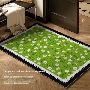 Fresh Floral Pattern Custom Cut Doormat Factory Stock Anti Slip Dust Trailing Stain Resistant PVC Coil Entryway Floor Mat