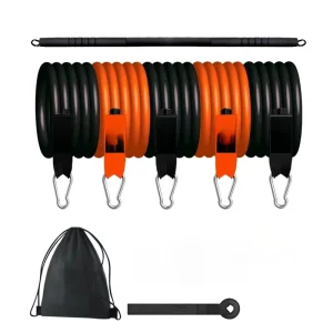 Full Body Pilates Bar Set with Integrated Heavy Resistance Bands for Home Yoga Workouts