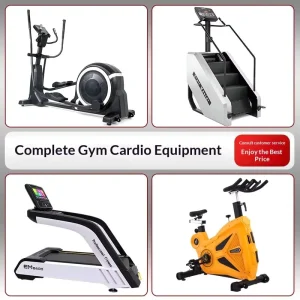 Full Set Electric Gym Cardio Equipment: Treadmill, Elliptical Trainer, Stair Climber, Spin Bike, Commercial Use, Shock-Absorbing Slope