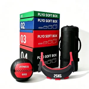 Functional Fitness Combo Set with Medicine Ball, Power Bag, Bulgarian Bag, and Plyo Box