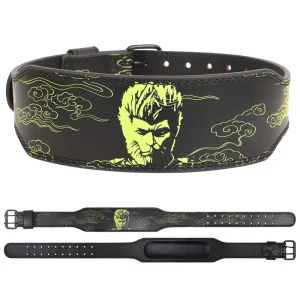 Genuine Leather Weightlifting Belt Heavy Duty Powerlifting Belt for Men Double Prong Buckle 4 Inch Adjustable Back Support
