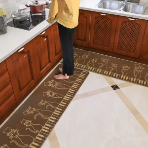 Geometric Nylon Kitchen Floor Mat, Non-Slip, Oil-Resistant, Water-Absorbent Long Strip Carpet for Home Use