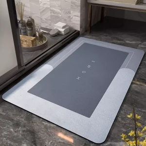 Geometric UV Printed Machine Made Rubber Anti-Slip Thick Oval Bath Mat Quick-Drying