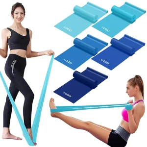 Gradient Blue Latex Pilates Resistance Band for Yoga Dance Exercise Stretching Chest Back Arm Leg Waist Hip Shaping Customizable