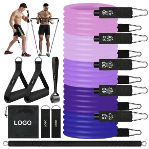 Gradient Purple TPE Resistance Rope and Exercise Tube Set for Full-Body Training