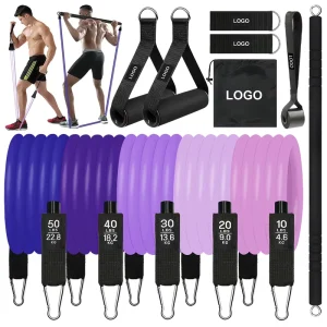 Gradient Purple TPE Resistance Tube and Rope Set for Full-Body Strength Training