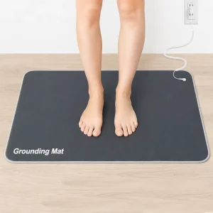Gray Conductive PU Leather Grounding Mat, Non-Slip Rubber-Backed Earthing Pad for Desk and Floor Use