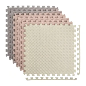Gray Pink Beige EVA Interlocking Puzzle Gym Mat, Soft Thick, Custom Color and Size