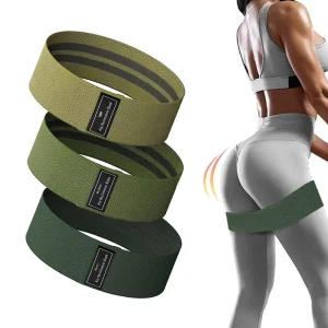 Green Fabric Latex Hip Loop Resistance Bands Set