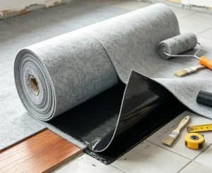 Grey Self-Adhesive Nonwoven Felt Floor Protector with Black Waterproof Film Painter Drop Cloth for Construction Renovation