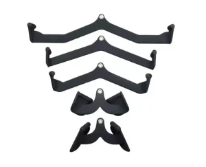 Gym Cable Attachment Set, 5-Piece, Lat Pulldown Bar, V-Handle and Row Handle, Anti-Slip