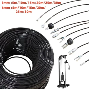 Gym Cable Steel Wire Rope, 5mm or 6mm, for Weightlifting Machine Pulley Systems