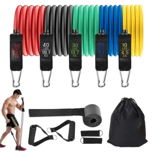 Gym Exercise Multi Function Men Women Fitness Workout Bands Strength Training 11Pcs With Foam Handles Resistance Bands Set