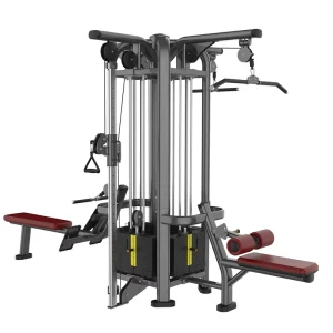 Gym Fitness Equipment Rowing and Lat Pulldown Multifunction Trainer, 4-Station Indoor Strength Training Machine