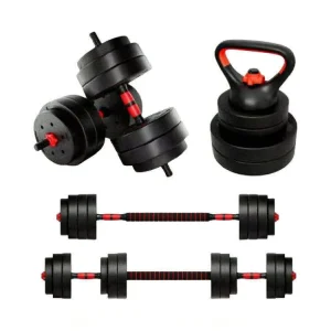 Gym Fitness Free Weight Set with Multifunctional Adjustable Dumbbells Barbells Kettlebells and Dumbbell Boards