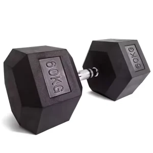 Gym Hex Dumbbell Rack and Rubber Hex Dumbbell Set, 5-100 lb