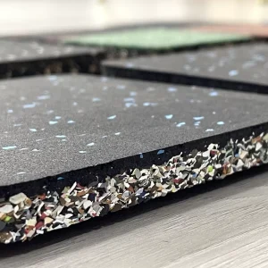 Gym Rubber Flooring 15mm Thick Composite Rubber Mat with Glossy PU Surface Protective Flooring