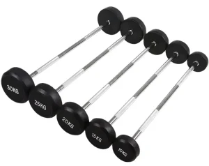 Gym Weightlifting Fixed Straight Barbell Set, 10kg 20kg, Rubber Coated, QJ-026