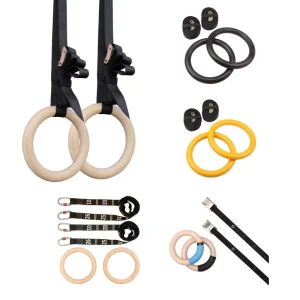 Gymnastic Ring with Adjustable Buckle and Long Belt Anti-Slip for Home Gym Exercise