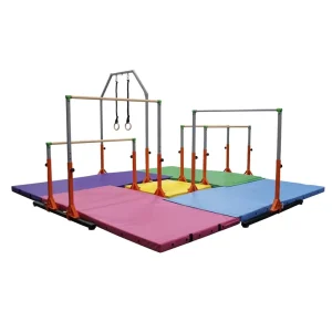 Gymnastics Equipment Set for Kids with Adjustable Horizontal Bar
