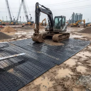 HDPE Ground Protection Mat 4×8 Outdoor Plastic Construction Road Flooring Bog Mat