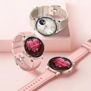 HK38 Smart Watch with NFC, SOS Calling, Blood Oxygen and Sleep Monitoring, AMOLED Round Touchscreen for Women