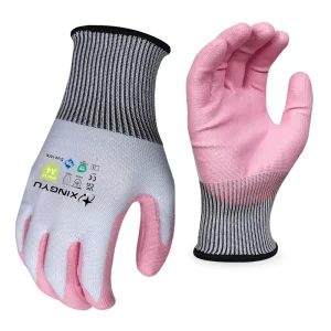 HPPE A4 15 Gauge PU Coated Cut Resistant High Dexterity Breathable Glass Handling Assembly Pet Grooming Work Gloves