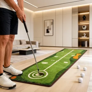 HY400 Golf Mat Thin Nylon Tufted Non-Slip Rubber Backing Wear-Resistant Wrinkle and Stain-Resistant Custom Size Indoor