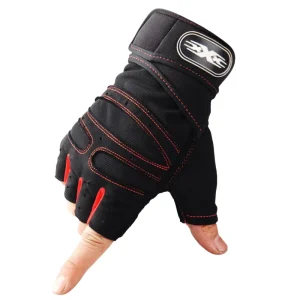 Half-Finger Fitness Training Gloves with Breathable Anti-Slip Wrist Guards for Weightlifting