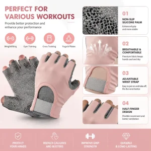 Half-Finger Workout Gloves Anti-Slip Shock-Absorbing for Gym Training Weightlifting and Cycling