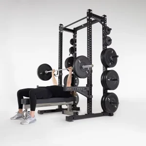 Half Power Rack Squat Rack with Pull-Up Bar and Weight Storage for Strength Training