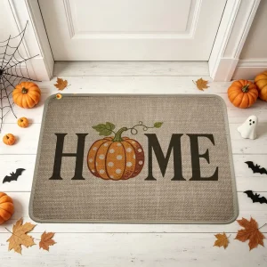 Halloween Doormat Witch Black Cat Ghost Skeleton Non-Slip Quick-Dry Entry Mat Front Entrance Holiday Home Decor