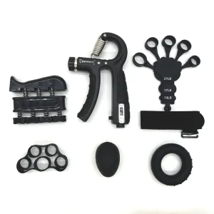 Hand Exercise Tool Set with Power Hand Grip Trainer, Finger Stretcher, Grip Ring and Stress Relief Ball, PP Material