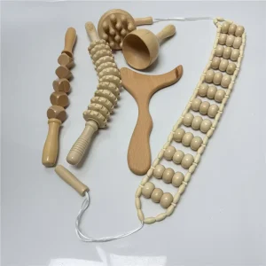 Handheld Lymphatic Drainage Foot Massager and Guasha Wood Therapy Massage Tool Kit