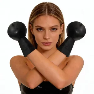 Handmade Natural Rubber Women’s 0.4mm Latex Catsuit and Ball Gloves for Boxing Training and Competition