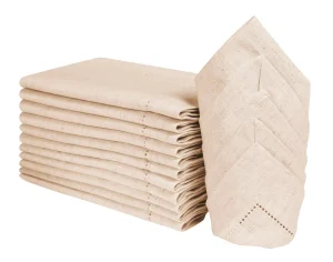 Handmade Solid Cotton Linen Placemats Machine Washable Hemstitch Table Mats for Home Hotel Banquet Wedding