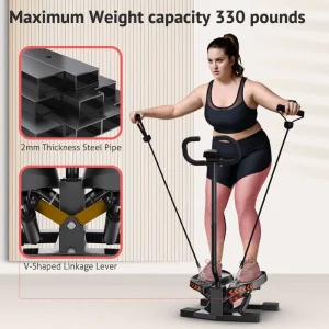 Handrail Stair Stepper Machine LCD Monitor Multi-functional Fitness Stepper for Indoor Home Cardio Workout