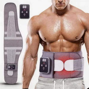 Heated Back and Abdomen Support Belt with Rechargeable Heating and Massage