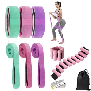Heavy Durable Resistance Bands with Ankle Weights, Non-Slip Stretch Loop Bands for Women and Men