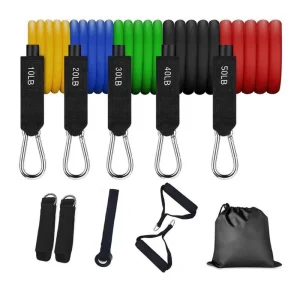 Heavy Duty 11pcs Latex Resistance Bands Tube Set 5 Levels Adjustable Gym Fitness Workout Loop for Sports Training
