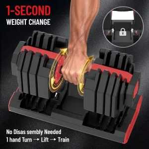 Heavy Duty 25kg Adjustable Dumbbell with 15 Settings Fast Rotating Handle for Daily Workout