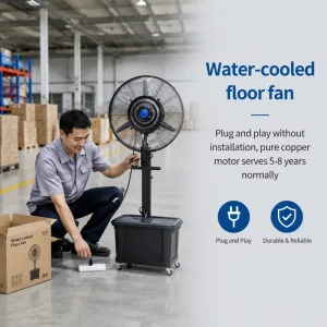 Heavy-Duty 26″ Pedestal Misting Fan with 3-Speed High-Velocity Airflow for Workshop and Gym