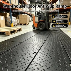 Heavy-Duty Anti-Slip Interlocking Ground Protection Mat, Diamond Plate, Workshop and Trailer Flooring