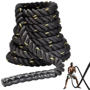 Heavy-Duty Battle Rope, 1.5 or 2 Inch Diameter, 30/40/50 ft, Non-Slip Texture